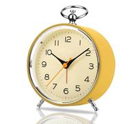 Bcuuozeeing Réveil analogique rétro sans tic-tac, réveil analogique rond de 10,9 cm avec éclairage nocturne et fonction report, fonctionne sur piles, bruyant pour les personnes âgées et les personnes