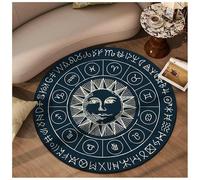 BCVPGF Mystery Constellation Tapis Rond, Lavable Antidérapant Tapis Rond Vintage Round Bedside Floor Carpet Salon Chambre À Coucher Tapis Rond Traditionnel,05-120 * 120cm