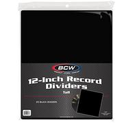 BCW Lot de 25 intercalaires hauts pour disques de 30,5 cm - Noir | Intercalaires en plastique d'archivage de qualité supérieure pour l'organisation du vinyle | Onglets d'index visibles | Découpe de