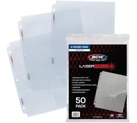 BCW Lot de 50 protège-pages à 2 poches pour classeur à 3 anneaux, sans acide et soudé au laser