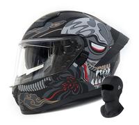 BCYBD Casque Full Face Casque IntéGral avec Masque Certifié ECE Casque Rue Rapide Double Lentille AntibuéE Oreillettes Amovibles Convient Adultes Deux Sexes M-2XL 57-64CM