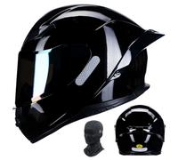 BCYBD Casque IntéGral Casque Full Face avec Masque Certifié ECE Doublure IntéRieure Lavable Aileron ArrièRe Allongé Lentilles HD (Lentilles Noires) Unisexe M-2XL 57-64CM