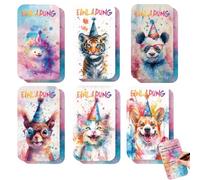 BCYSNR Lot de 12 feuilles d'invitations d'anniversaire pour filles et garçons - Cartes d'invitation animaux - Invitations pour anniversaire d'enfant avec motif d'animaux mignons pour fête