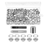 Bczhieulw 120 Set Oeillet Inox, 10mm Oeillet Couture, Oeillets Pour Baches，Oeillets Pour Baches Incluant l'outil de Perforation, Le Socle, l'outil d'installation, Adapté pour Sacs，Toile Bâche (10mm)