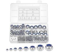 Bczhieulw 200 PCS Assortiment de Contre Écrous, Écrou de Blocage Autobloquant en Acier Inoxydable, Écrous Hexagonaux, Inserts Filetés M2、M3、M4、M5、M6、M8、M10、M12, Contre Écrous en Nylon