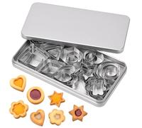 Bczhieulw 30 PCS mini Emporte piece patisserie,emporte piece noel, dix formes en trois tailles chacune, convient pour des gâteaux et biscuits d'anniversaire DIY,Carré, cercle, triangle, losange, etc
