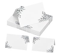 Bczhieulw 50PCS Marque place, Décoration mariage,style feuille d'eucalyptus, table pour Communion, Baptême, Mariage, Anniversaire, Confirmation, Diplôme, Fête, Cadeaux d'invités, 85 mm x 55 mm (plié)