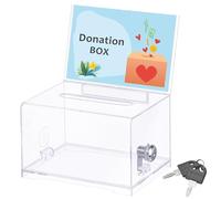 Bczhieulw Boîte Transparente pour Les Dons, urne Transparente,boîte d'action, Tirelire, boîte pour collecter des Avis, Votes en ons et Cartes de Visite, avec Serrure et clé
