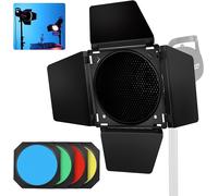 BD-04 Barn Door Porte de Grange en métal et Grille en nid d'abeille et 4 filtres en Gel pour réflecteur Standard Bowens Mount,Compatible avec LED Video Light pour NEEWER Amaran Aputure