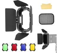 BD-07II Barn Door avec grille amovible en nid d'abeille et 4 filtres de couleur,compatible avec la tête de flash de poche Speedlite de poche AD200 AD200Pro