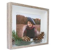 BD ART Cadre 3D Box 28x35 pour objets avec passe-partout 20x25 cm, profond pour objets, souvenirs 3 cm, pour accrochage mural ou bureau Chêne Truffe