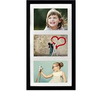 BD ART Cadre photo pêle-mêle, 23 x 50 cm Cadre Multi Photo avec Passe-Partout pour 3 photos 13 x 18 cm, Noir
