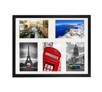 BD ART Cadre Photo pêle-mêle, 28 x 35 cm Cadre Multi Photo avec Passe-Partout pour 5 Photos 10 x 15 cm, Noir