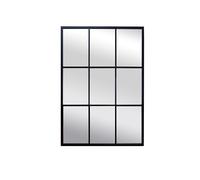 BD ART Miroir mural avec poteaux, 100 x 70 cm, noir, aspect fenêtre, à carreaux, loft, élégant