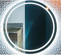 BD ART - Miroir mural - Miroir de salle de bain - Rond - Diamètre 70 cm - Avec éclairage LED - Couleur de la lumière : blanc froid 4200 K - IP44 - Avec sablage - Grand miroir de salle de bain - (Luna