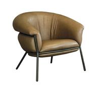 BD BARCELONA DESIGN fauteuil GRASSO (Aged camel V18 et structure beige - Tissu Vintage Nabuk Cat. V et acier verni)