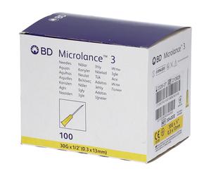 BD Microlance™ 3 Aiguille 30G 1/2 0.30 mm x 13 Jaune Canule 100 pc(s)