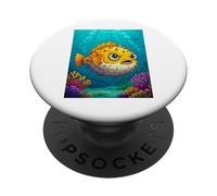 BD Style Poisson-Globe Rond à Picots gonflés récifs coralliens PopSockets PopGrip Adhésif