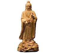 BDAAS Statue de Bouddha 18cm Figure Lao Zi Statue，Personnes historiques Statue en Bois Artisanat Statue en Bois Feng Shui Sculpture Buis Décoration de la Maison