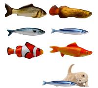 BDBFPAN Lot de 6 jouets à l'herbe à chat - Jouet en forme de poisson - Idéal pour les jeux en intérieur et les soins dentaires