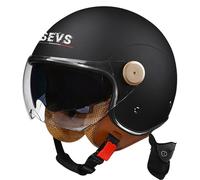 BDBRHFG Casque Ouvert Demi-Casque De Moto Approuvé Dot/ECE Casque De Moto avec Pare-Soleil Style Rétro Vintage Casque De Moto Vespa Jet pour Enfants, Jeunes, Hommes Et Femmes 1,L 58-59cmn