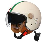 BDBRHFG Casque Ouvert Demi-Casque De Moto Approuvé Dot/ECE Casque De Moto avec Pare-Soleil Style Rétro Vintage Casque De Moto Vespa Jet pour Enfants, Jeunes, Hommes Et Femmes 9,M 56-57cm