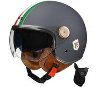 BDBRHFG Casque Ouvert Demi-Casque De Moto Approuvé Dot/ECE Casque De Moto avec Pare-Soleil Style Rétro Vintage Casque De Moto Vespa Jet pour Enfants, Jeunes, Hommes Et Femmes 258,XL 60-61cm