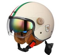 BDBRHFG Casque Ouvert Demi-Casque De Moto Approuvé Dot/ECE Casque De Moto avec Pare-Soleil Style Rétro Vintage Casque De Moto Vespa Jet pour Enfants, Jeunes, Hommes Et Femmes 10,L 58-59cmn