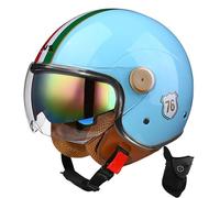 BDBRHFG Casque Ouvert Demi-Casque De Moto Approuvé Dot/ECE Casque De Moto avec Pare-Soleil Style Rétro Vintage Casque De Moto Vespa Jet pour Enfants, Jeunes, Hommes Et Femmes 14,M 56-57cm