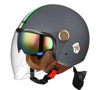 BDBRHFG Casque Ouvert Demi-Casque De Moto Approuvé Dot/ECE Casque De Moto avec Pare-Soleil Style Rétro Vintage Casque De Moto Vespa Jet pour Enfants, Jeunes, Hommes Et Femmes 28,L 58-59cmn