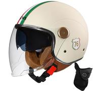 BDBRHFG Casque Ouvert Demi-Casque De Moto Approuvé Dot/ECE Casque De Moto avec Pare-Soleil Style Rétro Vintage Casque De Moto Vespa Jet pour Enfants, Jeunes, Hommes Et Femmes 11,L 58-59cmn