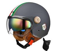BDBRHFG Casque Ouvert Motard Approuvé Dot/ECE, Casque De Moto Vespa Jet, Noir, Taille M/L