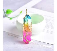 BDDCYWY 1 pcs Arbre de Vie en Cristal Naturel Bijoux de Mode de Mode crustaux pour Hommes Bijoux colorés (Couleur: cupre) (doré a)