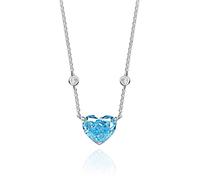 BDDCYWY 925 Argent Sterling 10 * 12 mm Coeur à Carbone élevé Diamant de Diamant 43 cm