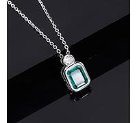 BDDCYWY 925 Silver 8 * 10 mm Ruby Tourmaline Emerald Pendant Collier pour Femmes Charmes Bijoux de Mariage