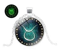 BDDCYWY Accessoires 12 Constellation Time Gemstone Luminal Collier Silver Fashion Pendant Jewelry
