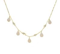 BDDCYWY Bijoux d'été Drop Drip Micro Pave Charm Savedtear Drop Station 925 Collier de Charme de Cou en Argent Sterling en Argent Sterling