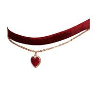 BDDCYWY Bijoux Nouveau 2025 Arrivée Collier de Tour de Cou Tatouage Gothique Classique Colliers de Pendentif Coeur Rouge pour Femmes Bijoux de Mode Gift de la Saint
