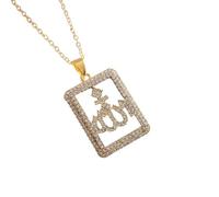 BDDCYWY Bijoux Nouveau 2025 Arrivée Religion Islamique Allah Pendant croyants musulmans Forme Drop Shape Zircon Collier de Bijoux Arabe Exquis Gift avec pour Vous pour Vous Accessoires Care Cared