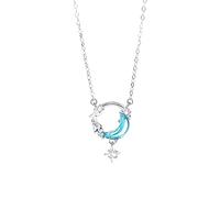 BDDCYWY Collier Collier Light Luxury Star et Lune Candarbone Chain Chain Niche Design Haut de Gamme Gift for Girlfriends, Girlfriend Birthday Gift Colliers for Women
