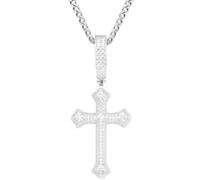 BDDCYWY Collier croisé Moisanite pour Les Hommes 925 Silver Silver Moisanite Cross Pendants Iced Out 18K Blanc Yellow Yellow Gold plaqué Hip Hop Diamond Cross Chain Birthday