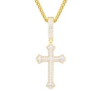 BDDCYWY Collier croisé Moisanite pour Les Hommes 925 Silver Silver Moisanite Cross Pendants Iced Out 18K Blanc Yellow Yellow Gold plaqué Hip Hop Diamond Cross Chain Birthday