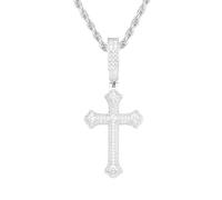 BDDCYWY Collier croisé Moisanite pour Les Hommes 925 Silver Silver Moisanite Cross Pendants Iced Out 18K Blanc Yellow Yellow Gold plaqué Hip Hop Diamond Cross Chain Birthday
