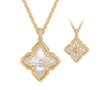 BDDCYWY Collier d'or à Quatre Feuilles pour Pendentif womeplé avec des Cadeaux de Bijoux en Diamant, en Laiton, Pas de Pierre précieuse