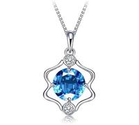 BDDCYWY Collier Silver Collier, Anniversaire Sterling Silver, Grand Topaze Zirconia Horoscope Colliers Astrologie pour Womegirls Bijoux