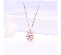 BDDCYWY Collier Sterling Silver White Masonry Crown Pendant Gold Gold Pink Masonry Couronne Créative Dames Gift Wedding Anniversary Ladies Collier (BB)