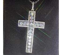 BDDCYWY Diamond CZ Cross Pendant Real 925 Collier de pendentifs de Mariage pour Femmes Bijoux Moisanite