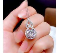 BDDCYWY Fleur 2ct Moisanite Diamond Pendant Real 925 Collier de pendentifs de Mariage pour Femmes