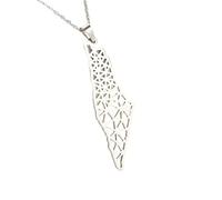 BDDCYWY Produits de Fille 925 Collier Palestine en Argent Sterling pour Hommes, Collier de Carte Palestine Pendant Arabe Africain Palestine Bijoux, Collier Palestine pour Femmes, Collier Palestine
