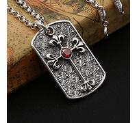 BDDCYWY S925 Silver Men's Pendant, Men's and Women's Amulet Faith Cross Tag Collier Pendentif, Thai Silver Jewelry Popular Retro Punk Pendant, (sans chaîne) (S925 Silver 37 * 35 mm)